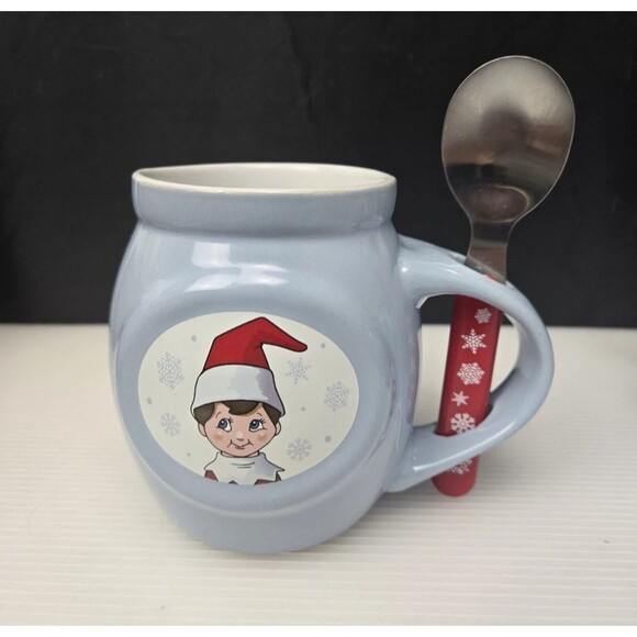 Elf Hot Cocoa Hot Chocolate Mug Cup Christmas Blue With Spoon CCA & B 2020 - Picture 1 of 14